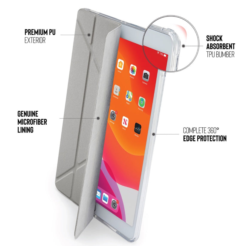 Pouzdro Pipetto na iPad 10.2 (2019) Metallic Origami Case - stříbrné