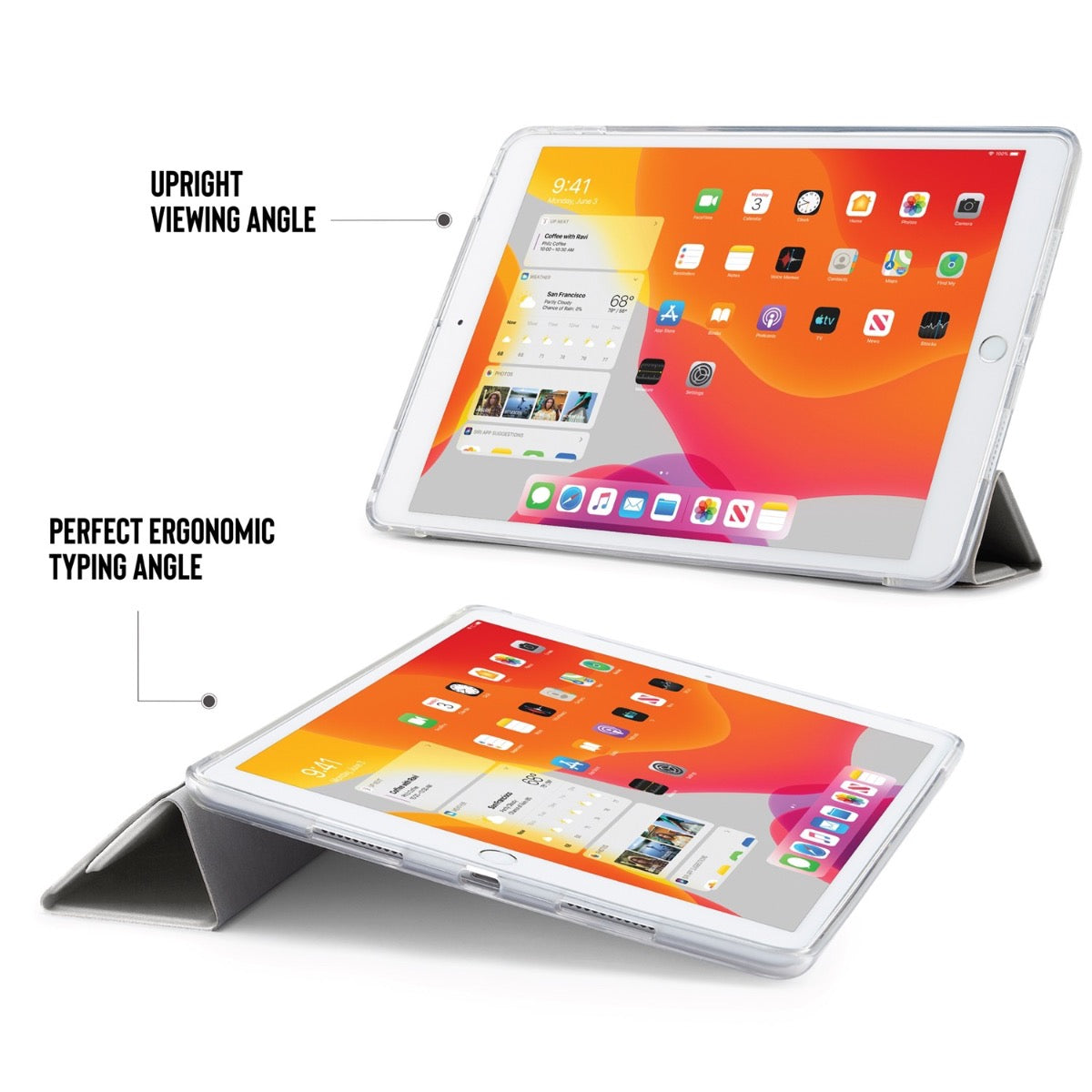 Pouzdro Pipetto na iPad 10.2 (2019) Metallic Origami Case - stříbrné