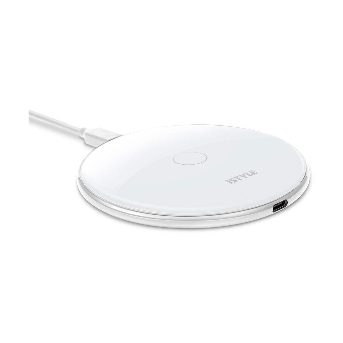 Bezdrátová nabíječka pro iPhone iSTYLE s adaptérem skleněná - bílá
