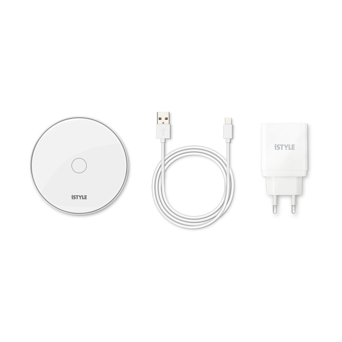 Bezdrátová nabíječka pro iPhone iSTYLE s adaptérem skleněná - bílá