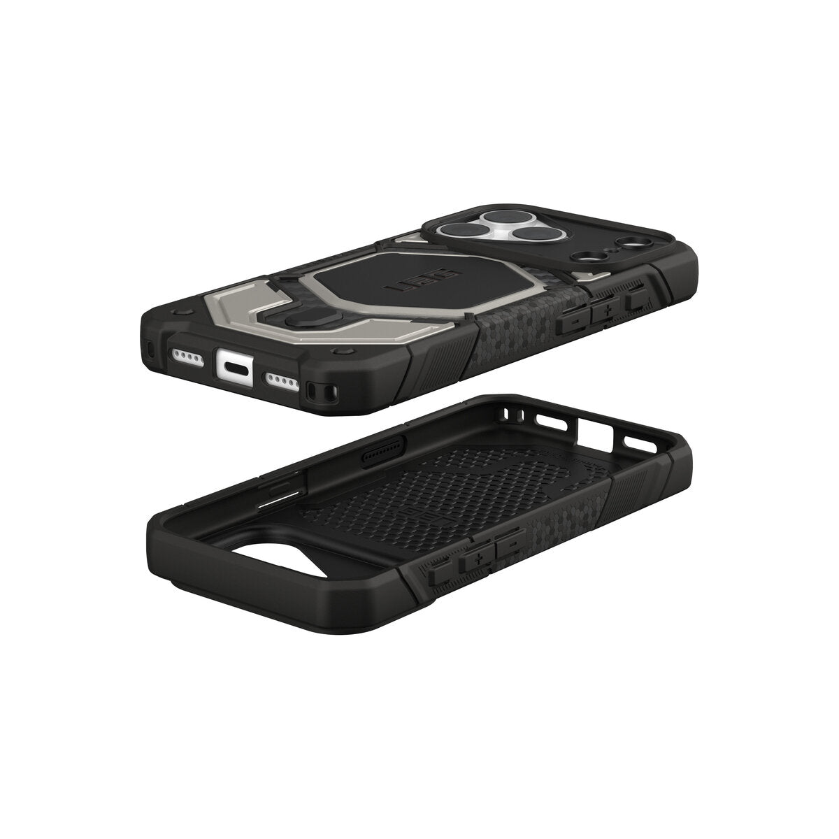 MagSafe kryt pro iPhone 18 Pro/17 Pro UAG Monarch Pro MagSafe - titanium (černá/stříbrná)