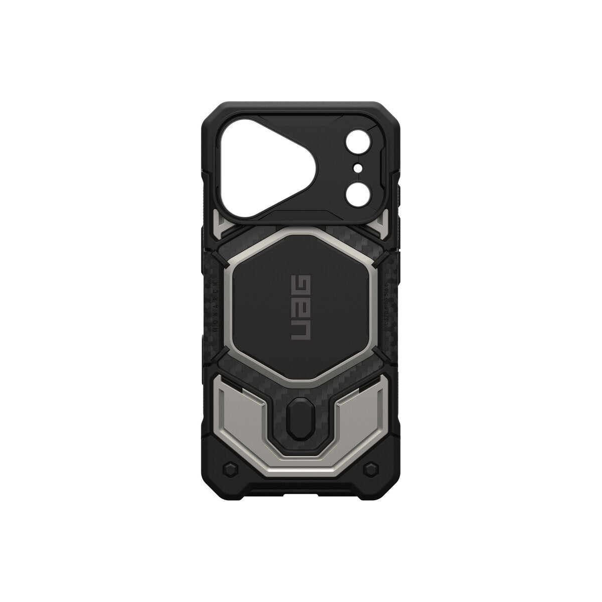 MagSafe kryt pro iPhone 18 Pro/17 Pro UAG Monarch Pro MagSafe - titanium (černá/stříbrná)