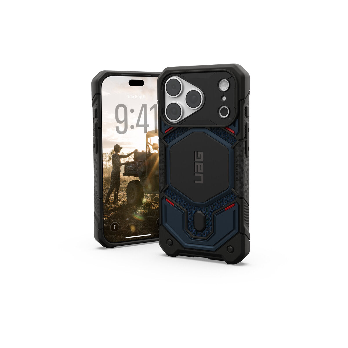 MagSafe kryt pro iPhone 18 Pro/17 Pro UAG Monarch Pro MagSafe - kevlar mallard (černá/tmavě modrá)