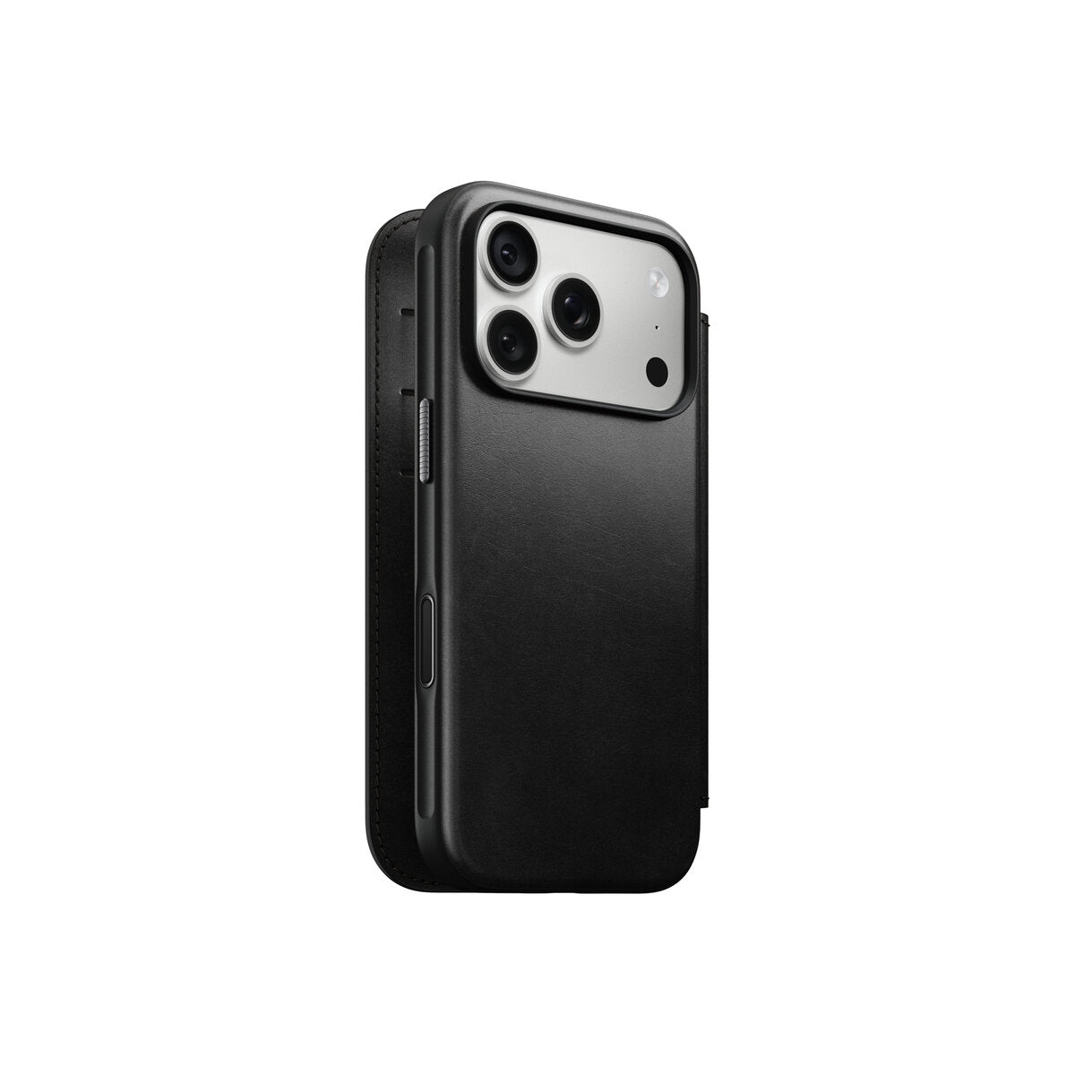 Kožené flipové pouzdro pro iPhone 18 Pro/17 Pro Nomad Modern Leather Folio Horween - černá