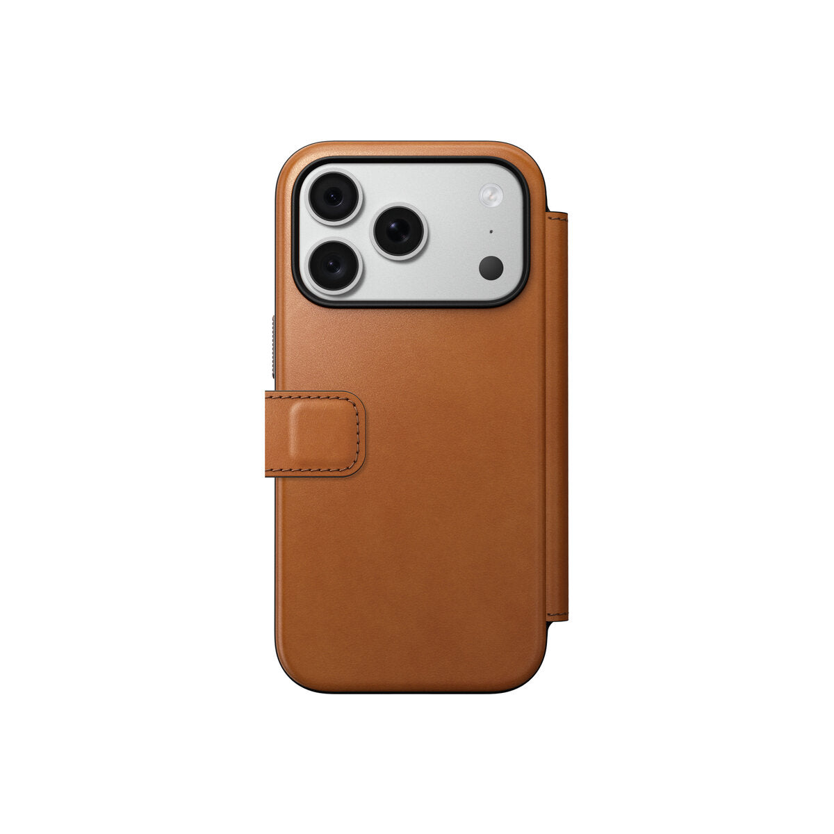 Kožené flipové pouzdro pro iPhone 18 Pro/17 Pro Nomad Modern Leather Folio Horween - saddle (hnědá)