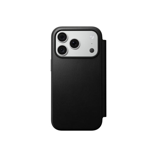 Kožené flipové pouzdro pro iPhone 18 Pro/17 Pro Nomad Modern Leather Folio - černá