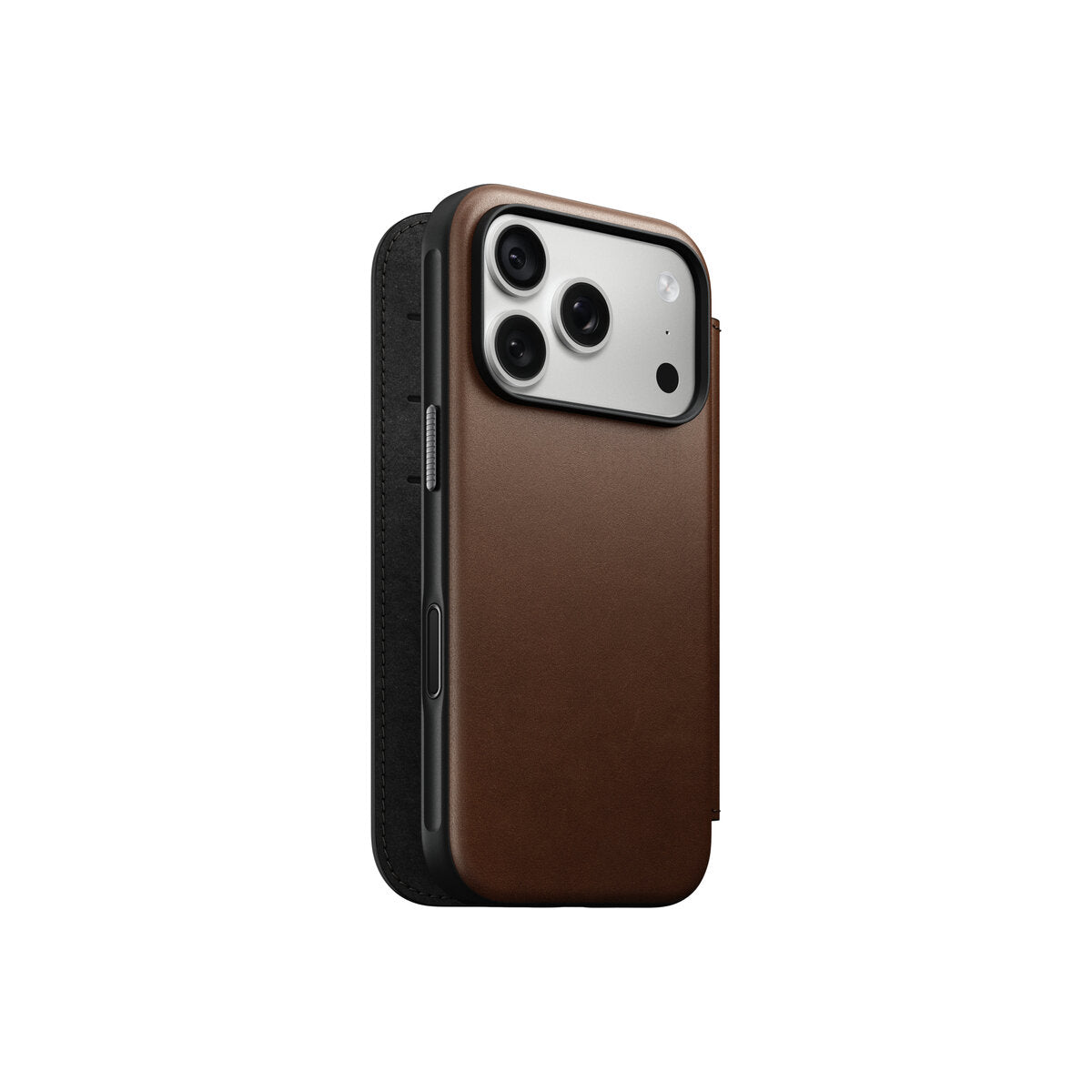 Kožené flipové pouzdro pro iPhone 18 Pro/17 Pro Nomad Modern Leather Folio - hnědá