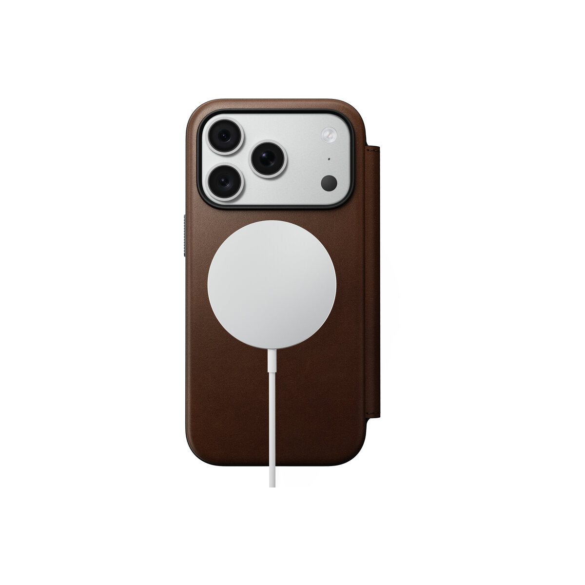 Kožené flipové pouzdro pro iPhone 18 Pro/17 Pro Nomad Modern Leather Folio - hnědá