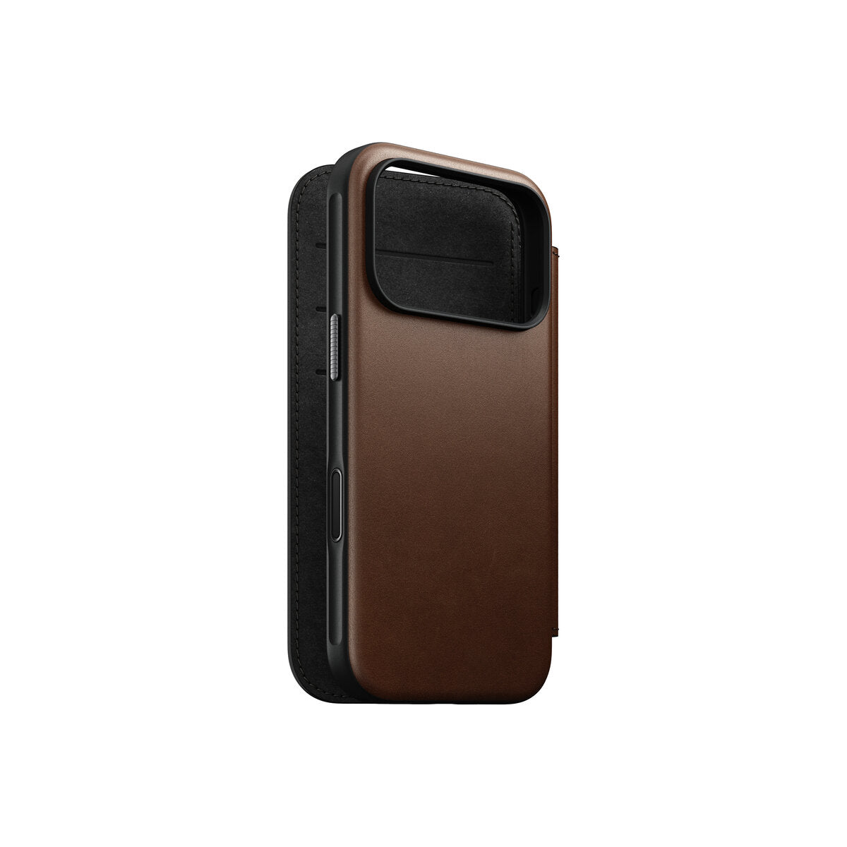 Kožené flipové pouzdro pro iPhone 18 Pro/17 Pro Nomad Modern Leather Folio - hnědá
