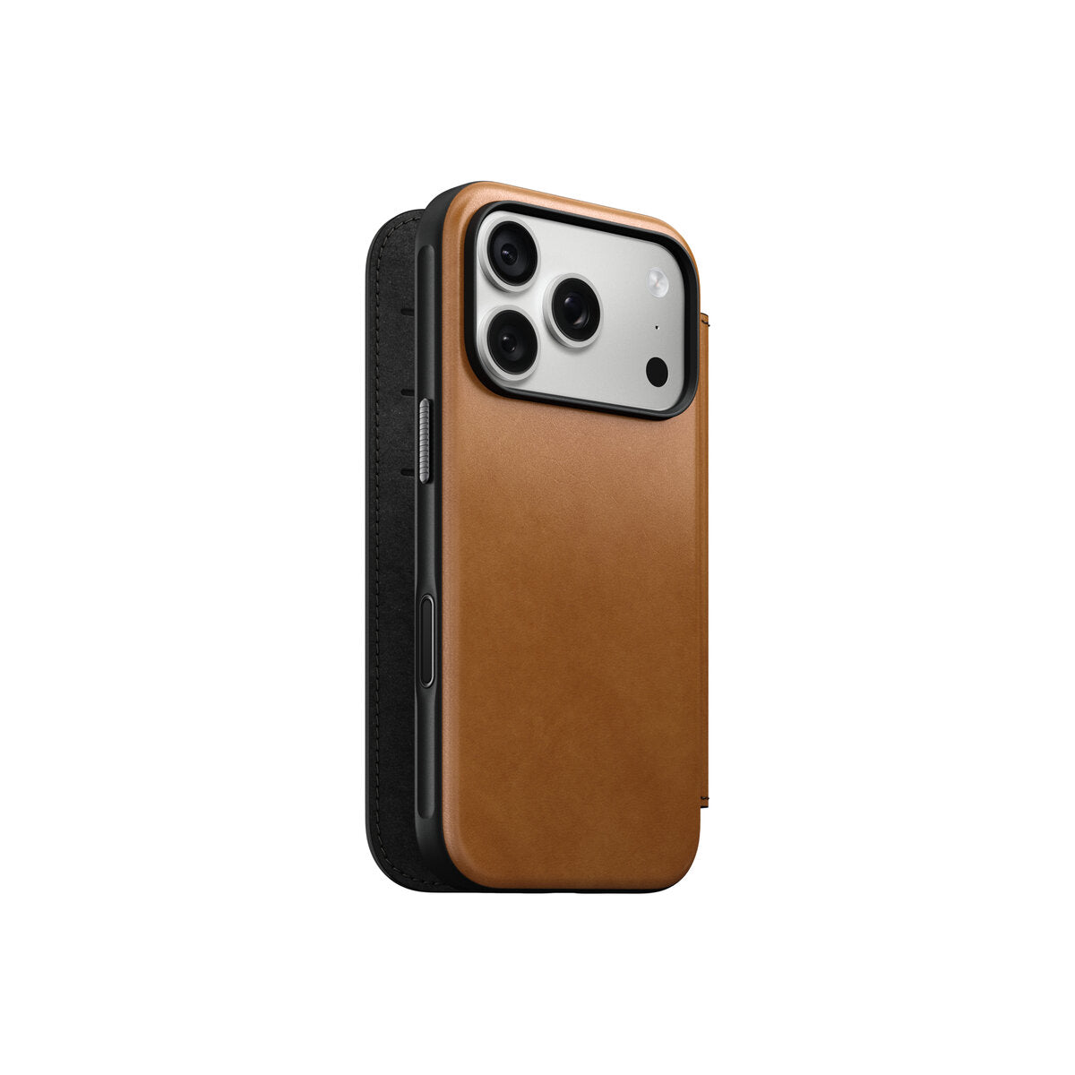 Kožené flipové pouzdro pro iPhone 18 Pro/17 Pro Nomad Modern Leather Folio - english tan (světle hnědá)