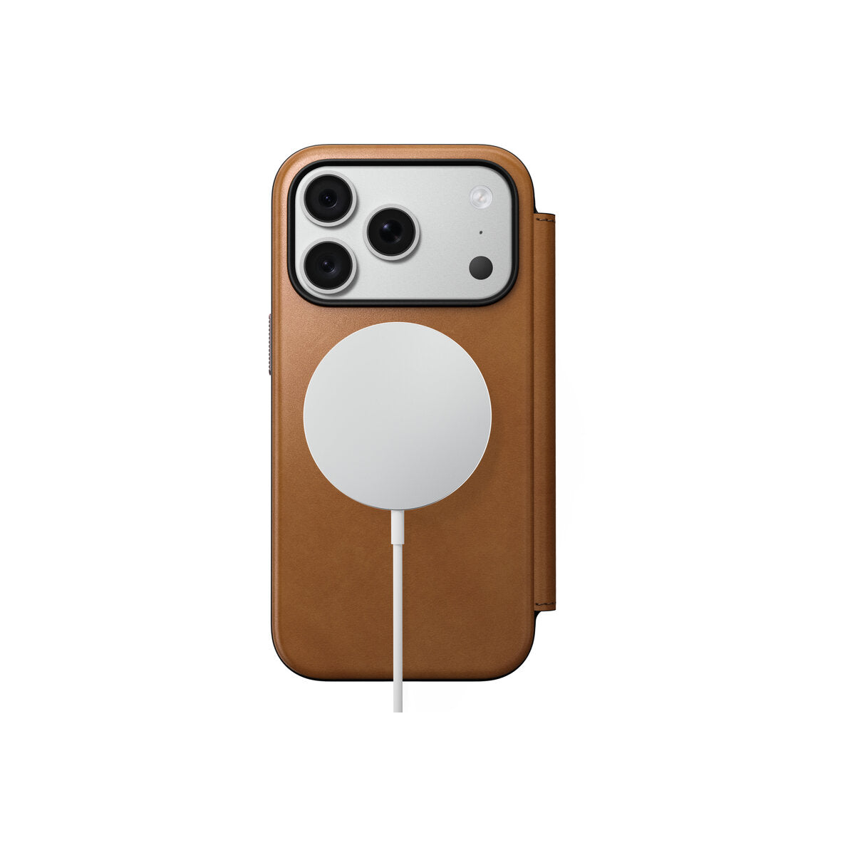 Kožené flipové pouzdro pro iPhone 18 Pro/17 Pro Nomad Modern Leather Folio - english tan (světle hnědá)
