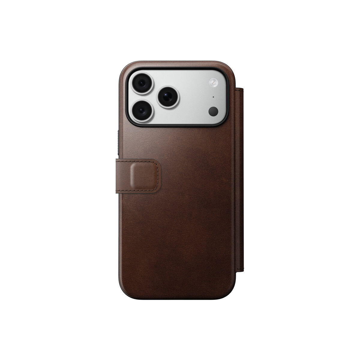 Kožené flipové pouzdro pro iPhone 18 Pro Max/17 Pro Max Nomad Modern Leather Folio Horween - rustic brown (tmavě hnědá)