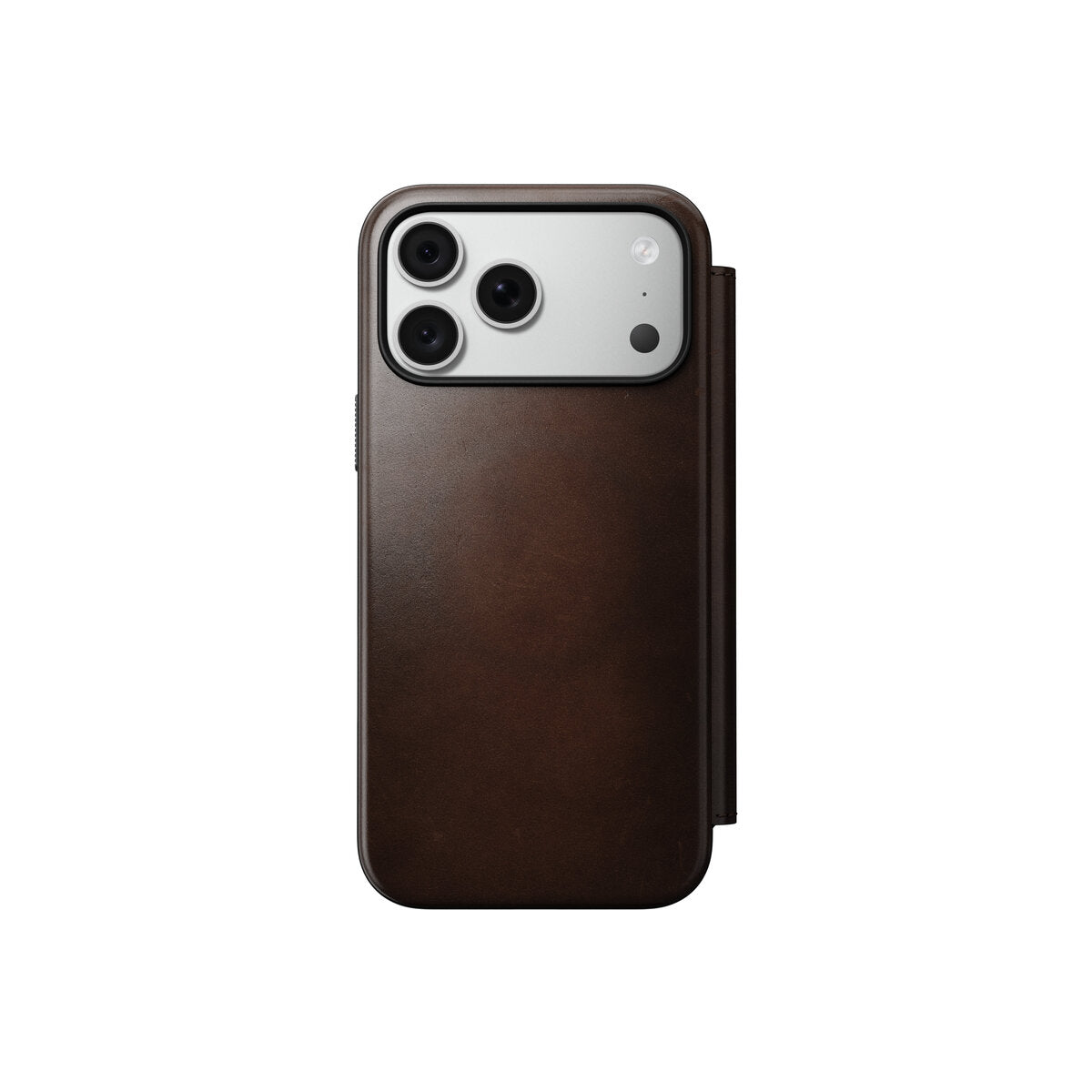 Kožené flipové pouzdro pro iPhone 18 Pro Max/17 Pro Max Nomad Modern Leather Folio Horween - rustic brown (tmavě hnědá)