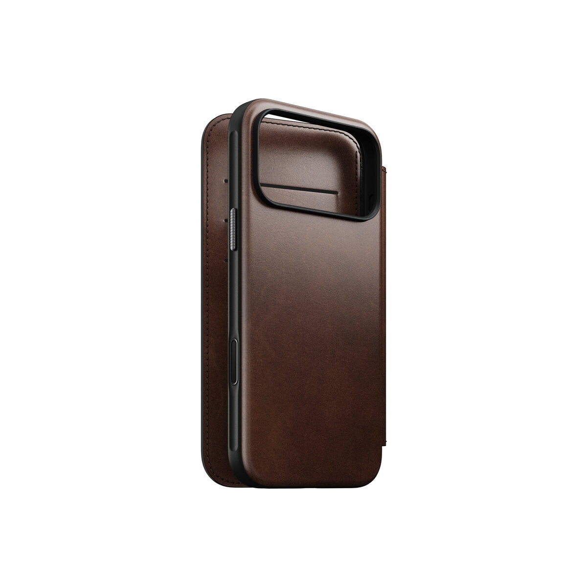 Kožené flipové pouzdro pro iPhone 18 Pro Max/17 Pro Max Nomad Modern Leather Folio Horween - rustic brown (tmavě hnědá)