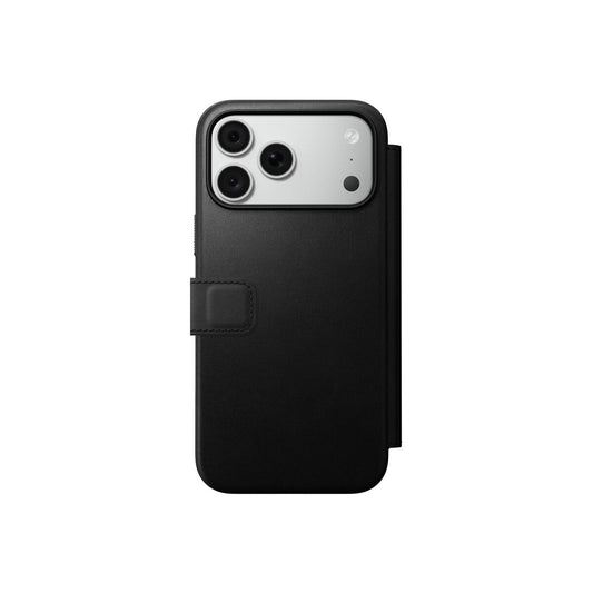Kožené flipové pouzdro pro iPhone 18 Pro Max/17 Pro Max Nomad Modern Leather Folio - černá