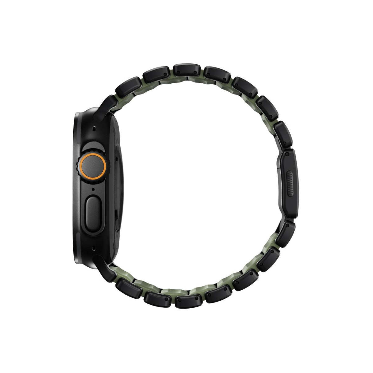 Hybridní řemínek pro Apple Watch 45/46/49 mm Nomad Stratos Band - černý/zelený