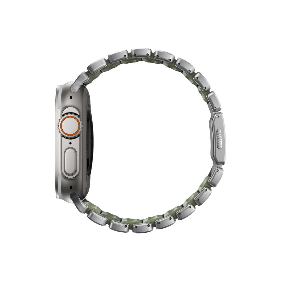 Hybridní řemínek pro Apple Watch 45/46/49 mm Nomad Stratos Band - titanový/zelený
