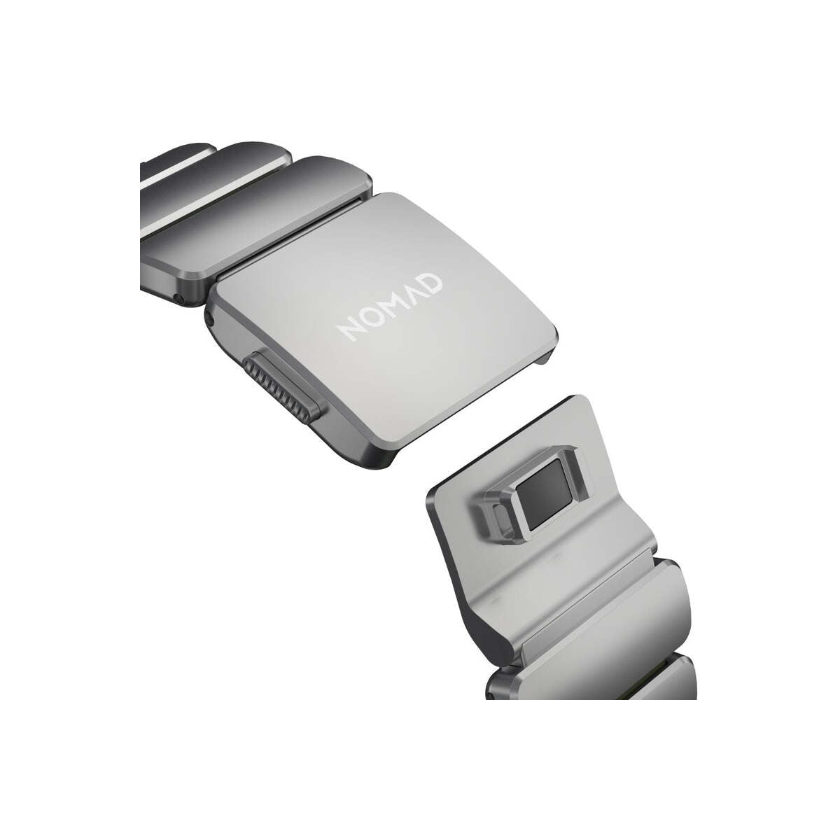 Hybridní řemínek pro Apple Watch 45/46/49 mm Nomad Stratos Band - titanový/zelený