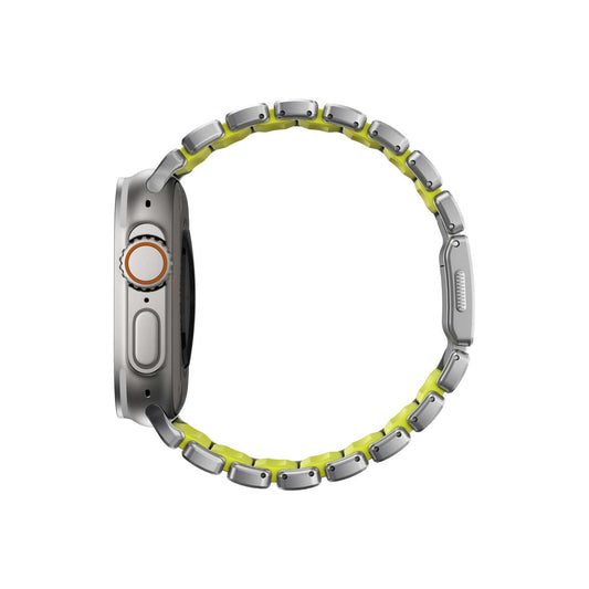 Řemínek pro Apple Watch 45/46/49 mm Nomad Stratos Band FKM - stříbrný/volt