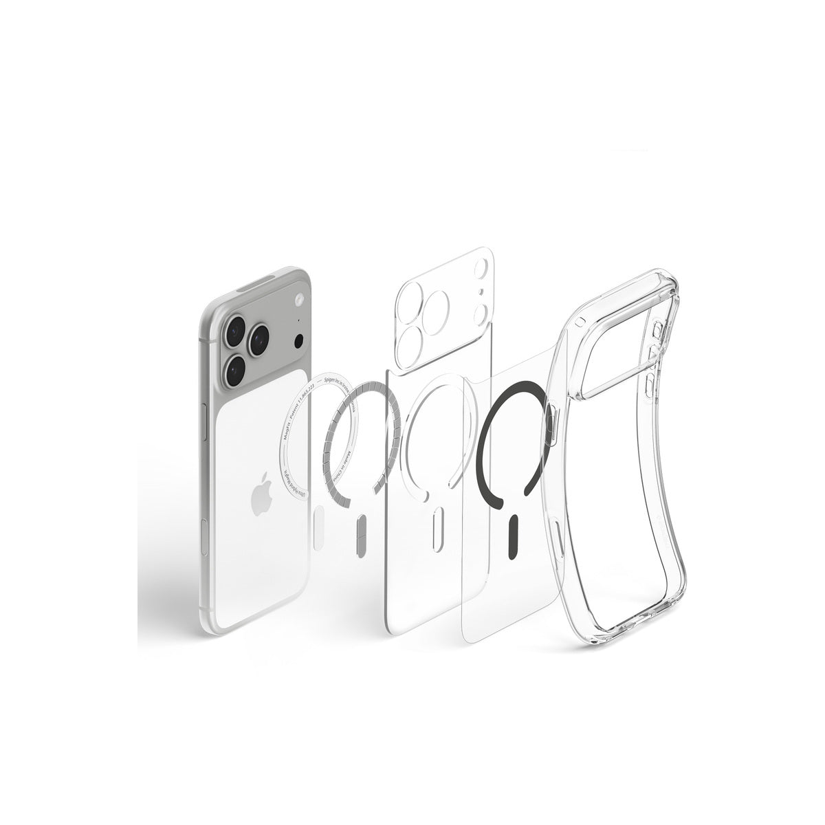 MagSafe kryt pro iPhone 18 Pro Max/17 Pro Max Spigen Ultra Hybrid MagSafe - průhledná s grafitovým akcentem