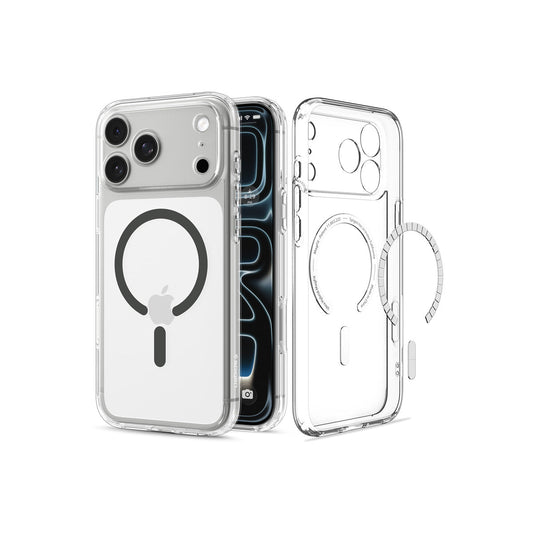 MagSafe kryt pro iPhone 18 Pro Max/17 Pro Max Spigen Ultra Hybrid MagSafe - průhledná s grafitovým akcentem