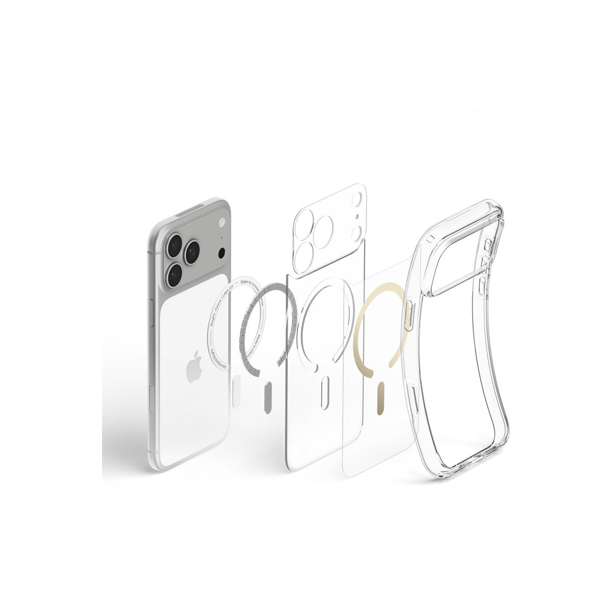 MagSafe kryt pro iPhone 18 Pro Max/17 Pro Max Spigen Ultra Hybrid MagSafe - průhledná se zlatým akcentem