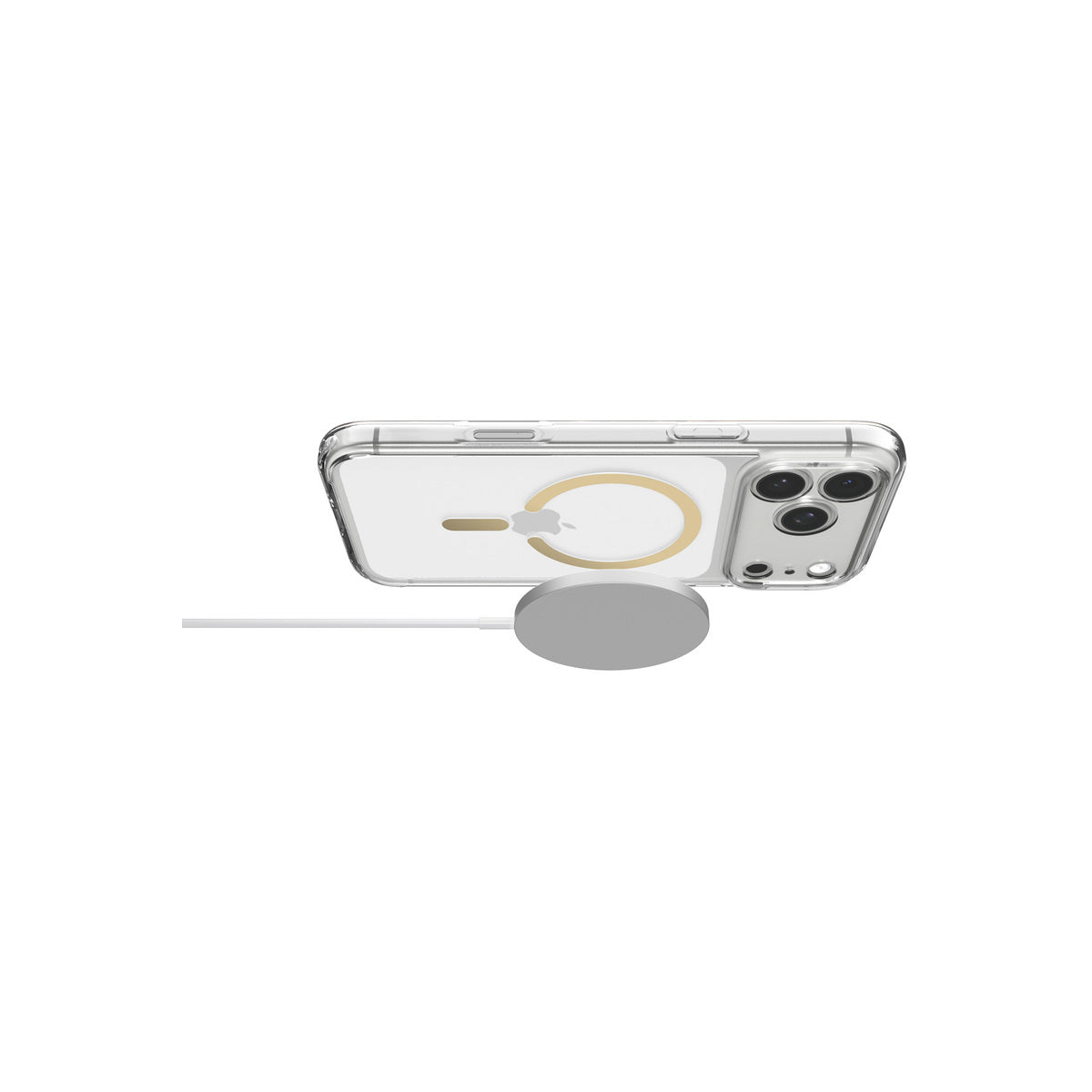 MagSafe kryt pro iPhone 18 Pro Max/17 Pro Max Spigen Ultra Hybrid MagSafe - průhledná se zlatým akcentem