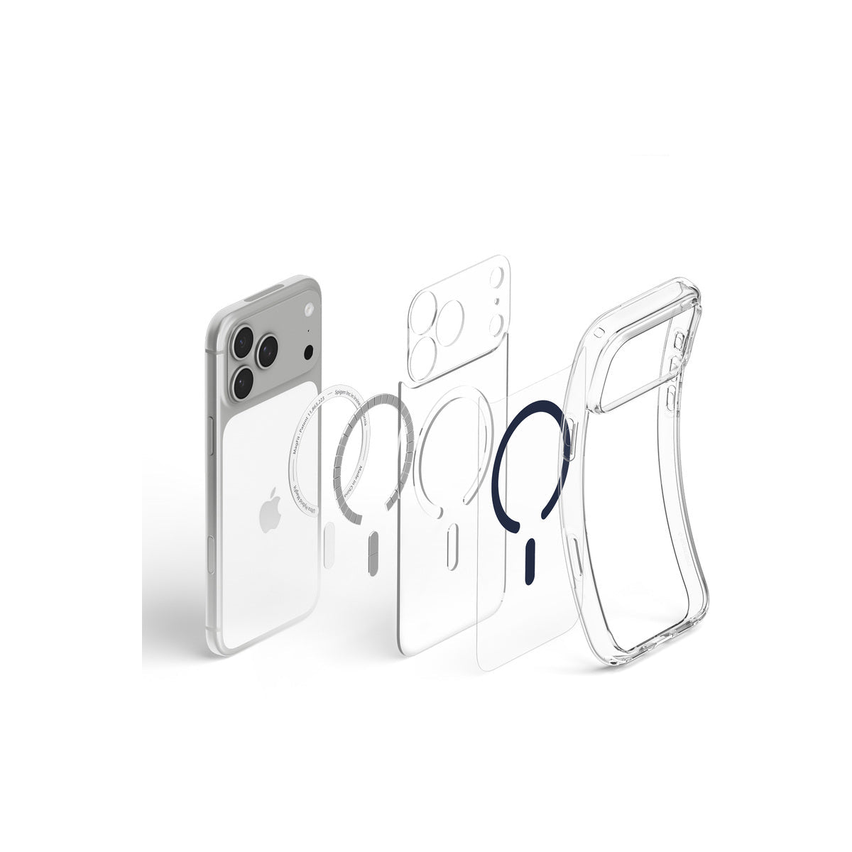 MagSafe kryt pro iPhone 18 Pro Max/17 Pro Max Spigen Ultra Hybrid MagSafe - průhledná s tmavě modrým akcentem