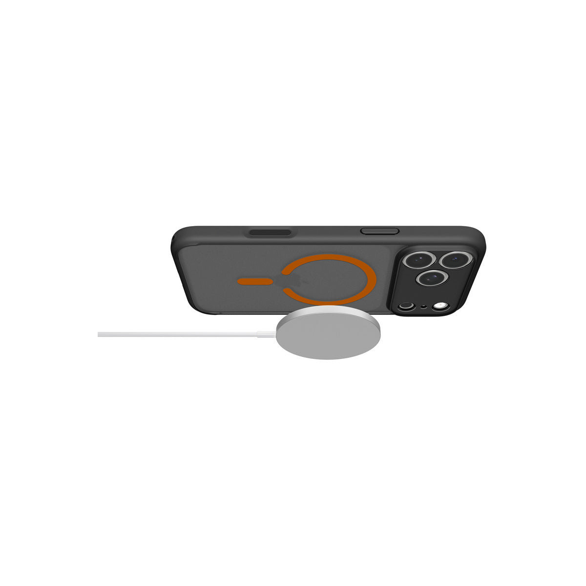 MagSafe kryt pro iPhone 18 Pro Max/17 Pro Max Spigen Ultra Hybrid MagSafe - matovaná černá/oranžová (frost)