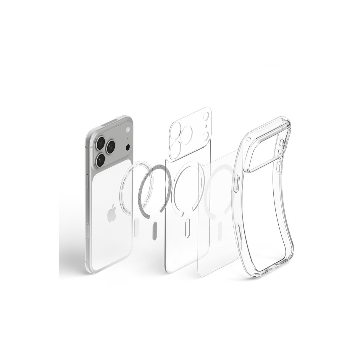 MagSafe kryt pro iPhone 18 Pro/17 Pro Spigen Ultra Hybrid MagSafe - průhledná s bílým akcentem