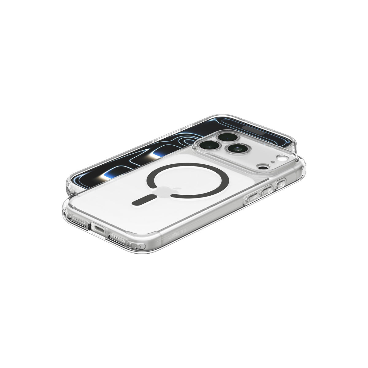 MagSafe kryt pro iPhone 18 Pro/17 Pro Spigen Ultra Hybrid MagSafe - průhledná s grafitovým akcentem