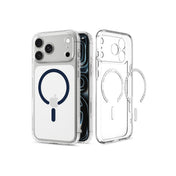 MagSafe kryt pro iPhone 18 Pro/17 Pro Spigen Ultra Hybrid MagSafe - průhledná s tmavě modrým akcentem