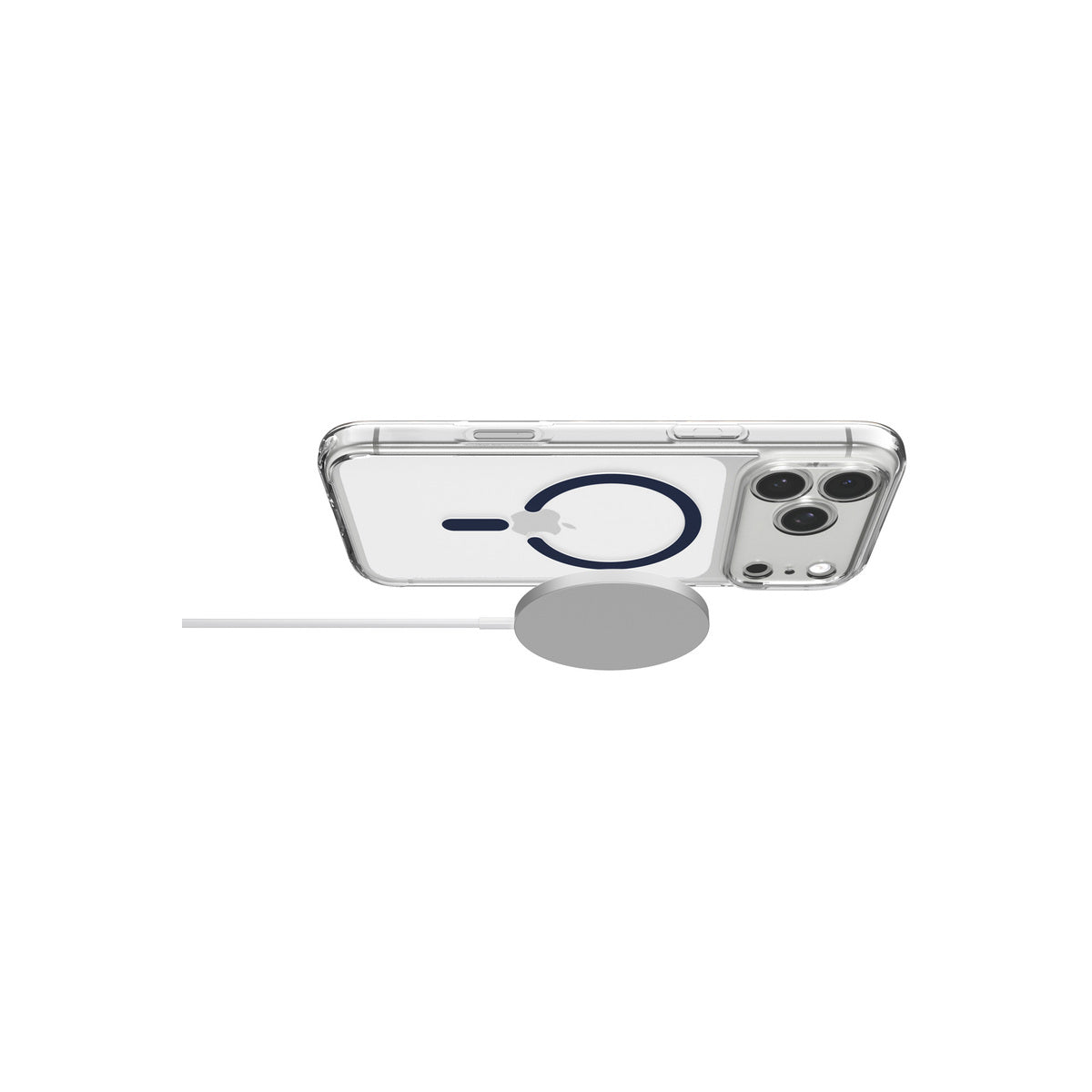 MagSafe kryt pro iPhone 18 Pro/17 Pro Spigen Ultra Hybrid MagSafe - průhledná s tmavě modrým akcentem
