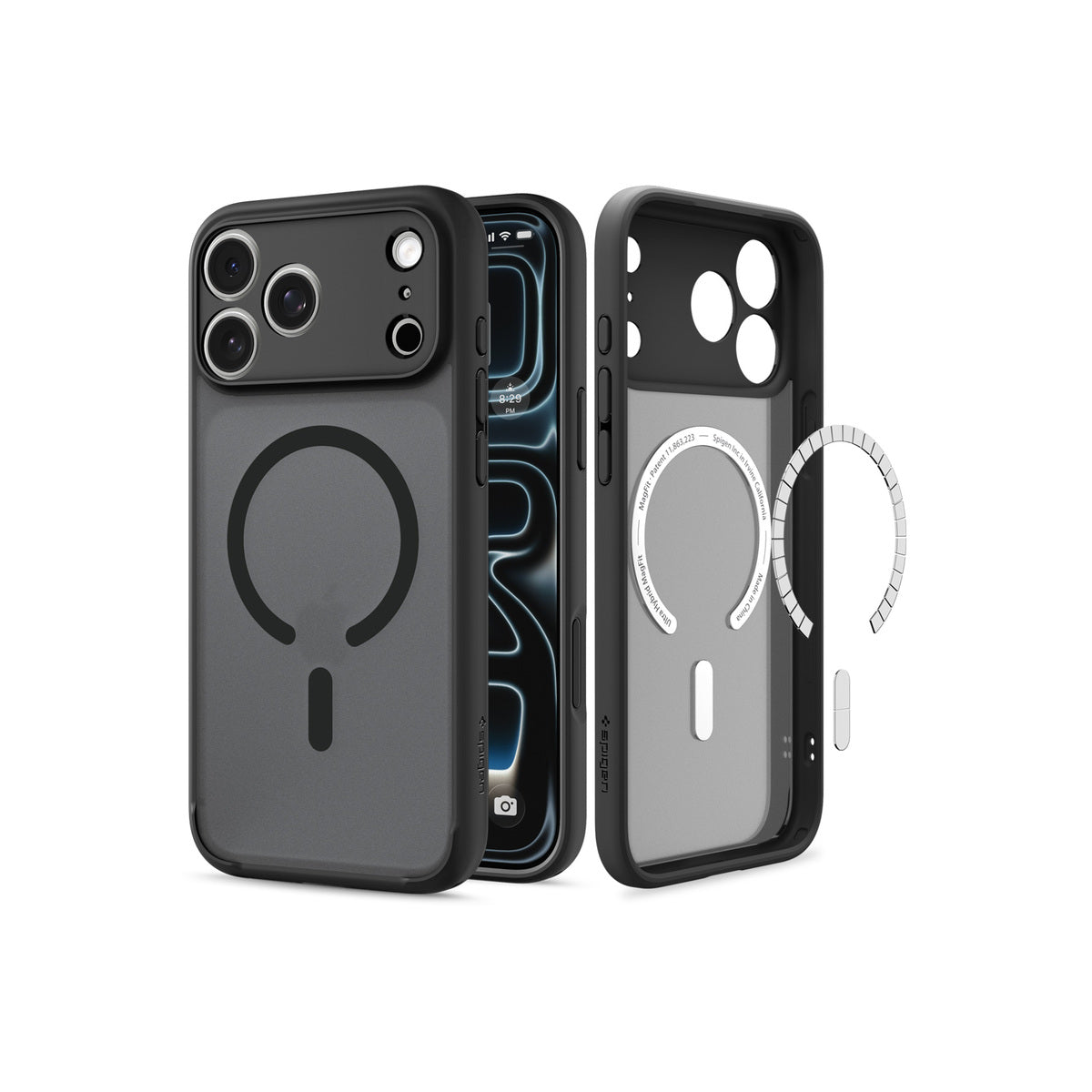 MagSafe kryt pro iPhone 18 Pro/17 Pro Spigen Ultra Hybrid MagSafe - matovaná černá (frost)