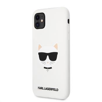 Silikonový kryt na iPhone 11 Karl Lagerfeld Choupette - bílý