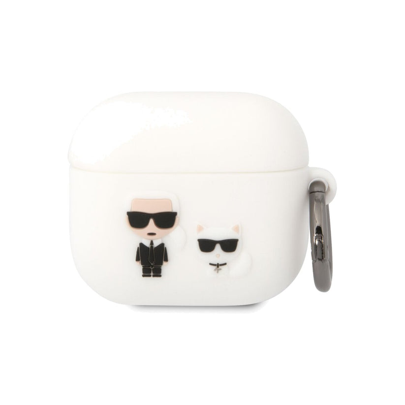 Pouzdro pro AirPods 3 Karl Lagerfeld and Choupette - bílé