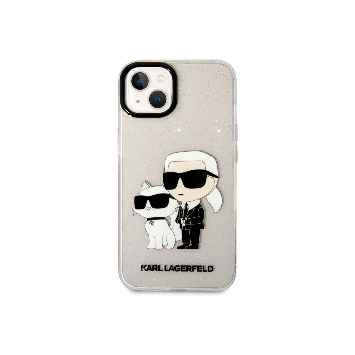 Kryt pro iPhone 13 Karl Lagerfeld IML Glitter Karl and Choupette NFT - průhledný