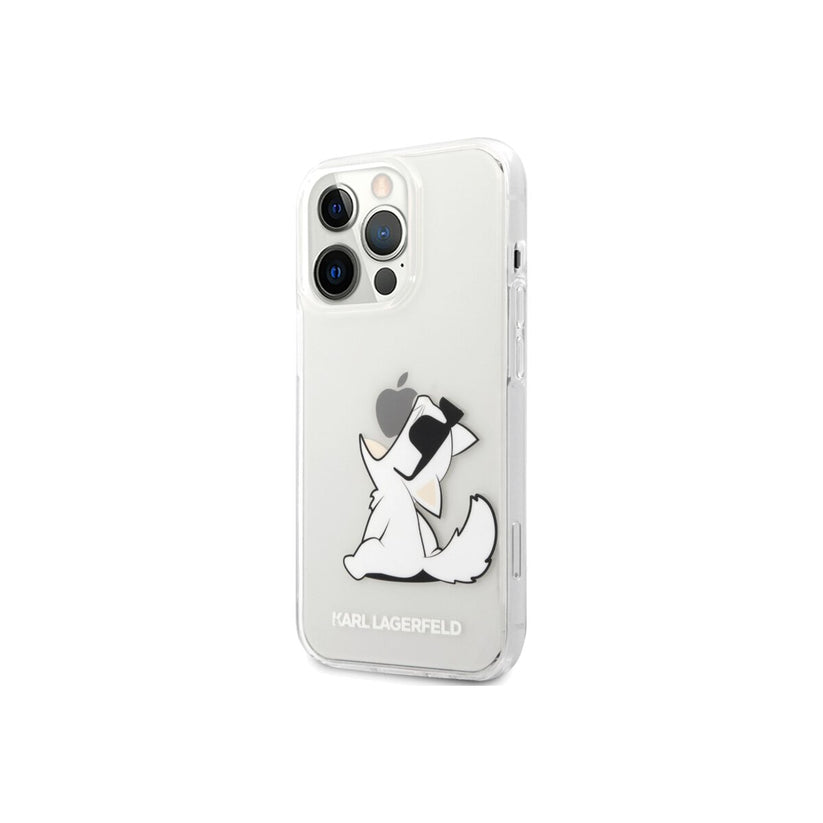Kryt pro iPhone 14 Pro Karl Lagerfeld Choupette Eat - průhledný