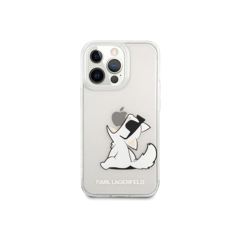 Kryt pro iPhone 14 Pro Karl Lagerfeld Choupette Eat - průhledný