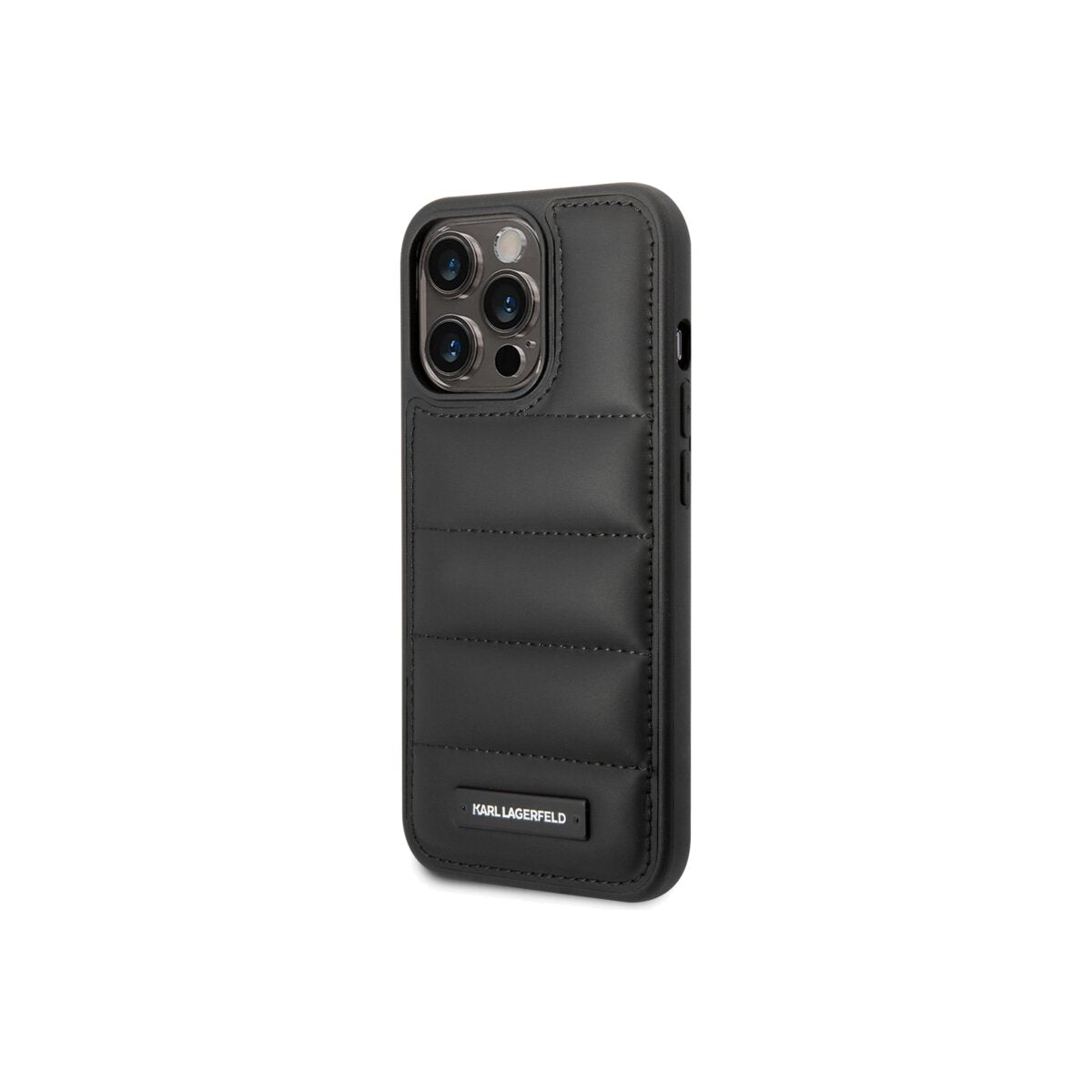 Kryt pro iPhone 14 Pro Karl Lagerfeld Quilted Puffy Metal Logo - černý