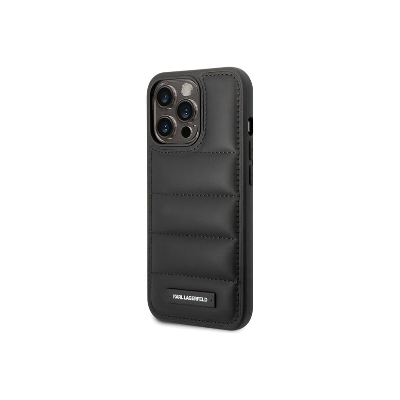 Kryt pro iPhone 14 Pro Karl Lagerfeld Quilted Puffy Metal Logo - černý