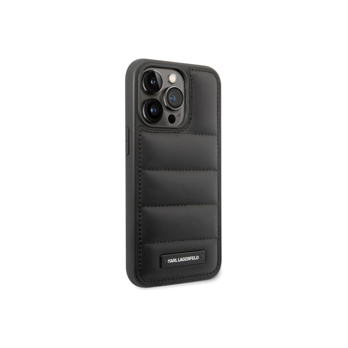 Kryt pro iPhone 14 Pro Karl Lagerfeld Quilted Puffy Metal Logo - černý