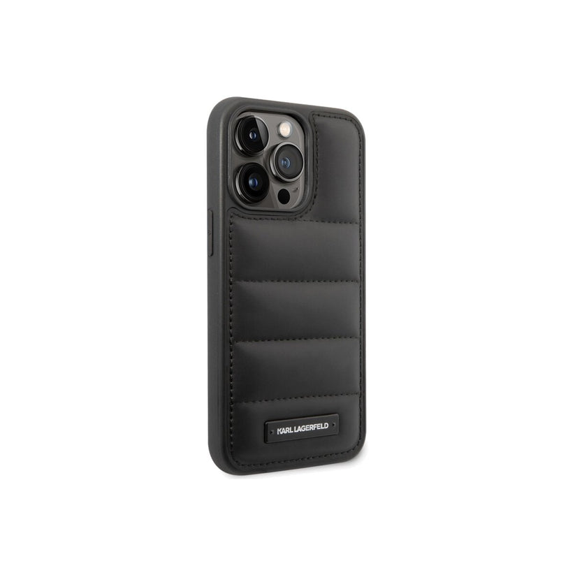 Kryt pro iPhone 14 Pro Karl Lagerfeld Quilted Puffy Metal Logo - černý