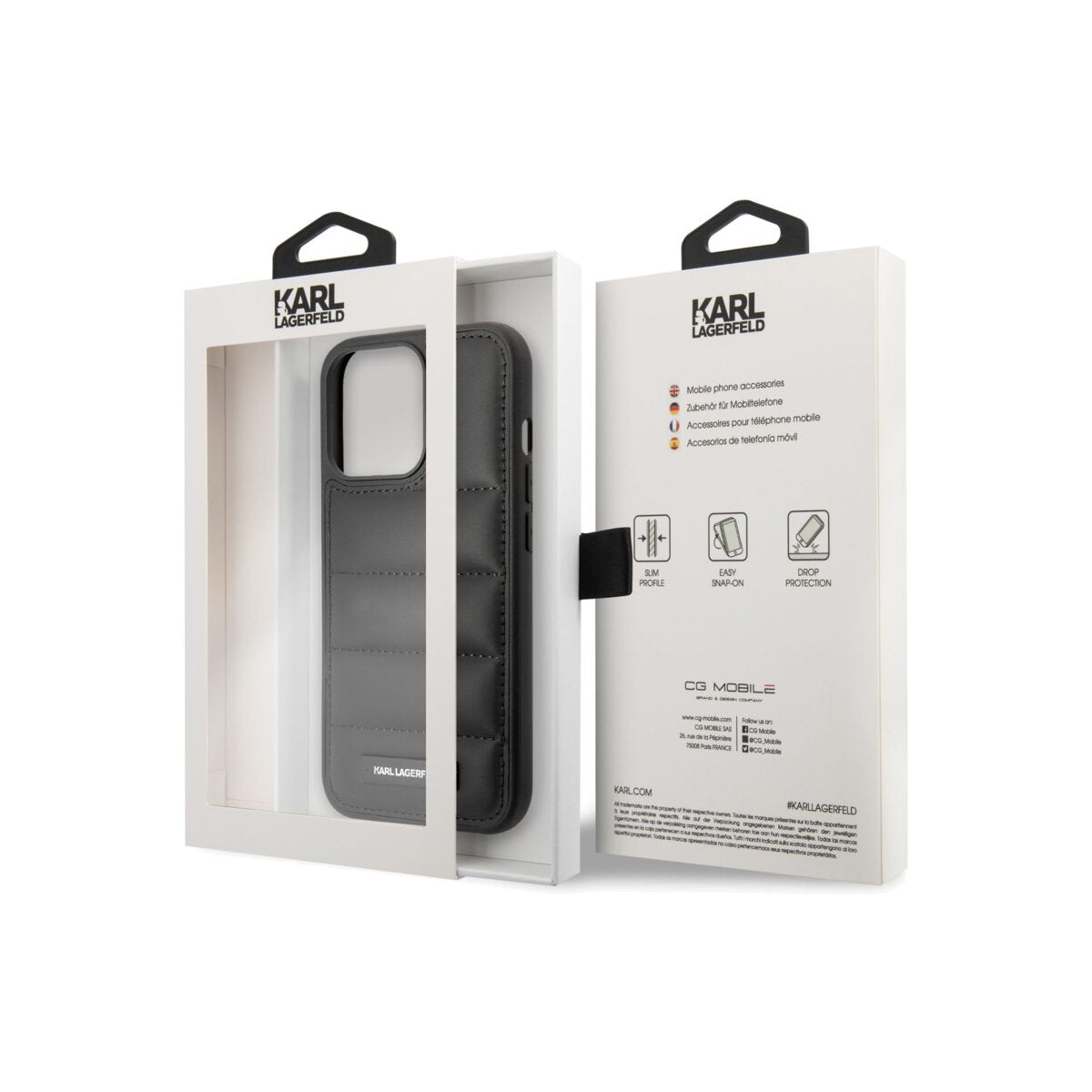 Kryt pro iPhone 14 Pro Karl Lagerfeld Quilted Puffy Metal Logo - černý