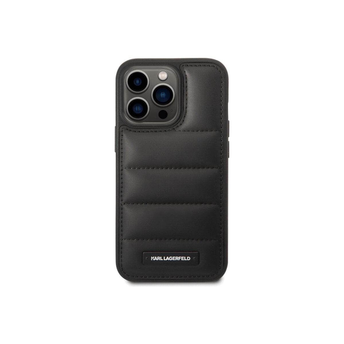Kryt pro iPhone 14 Pro Karl Lagerfeld Quilted Puffy Metal Logo - černý