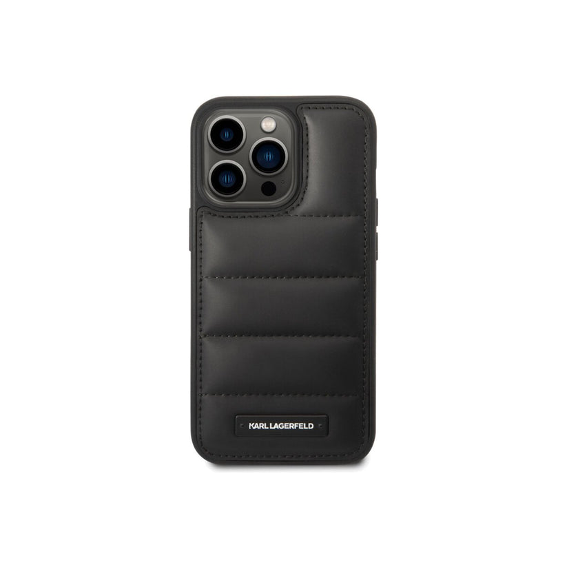 Kryt pro iPhone 14 Pro Karl Lagerfeld Quilted Puffy Metal Logo - černý