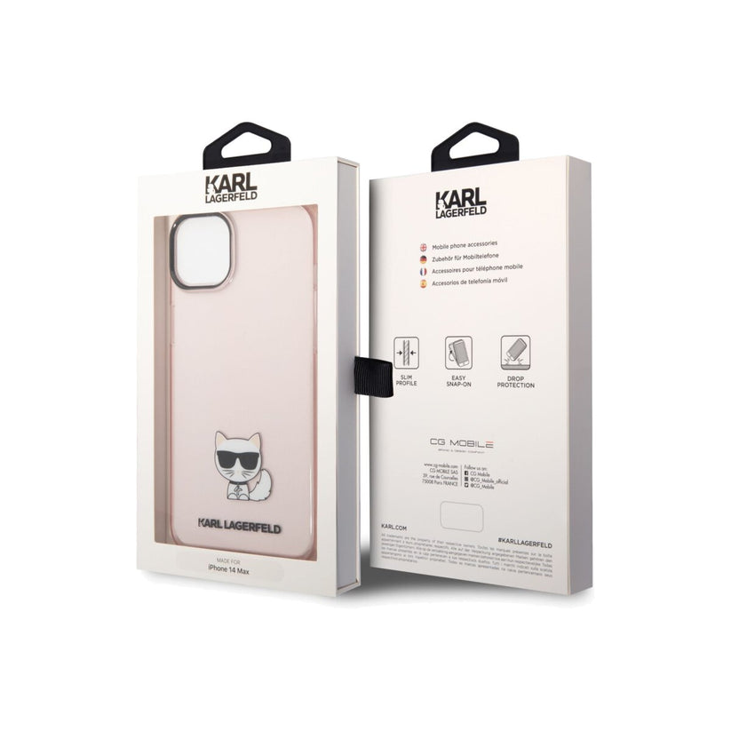 Kryt pro iPhone 14 Plus Karl Lagerfeld Choupette Logo - růžový - iSTYLE CZ
