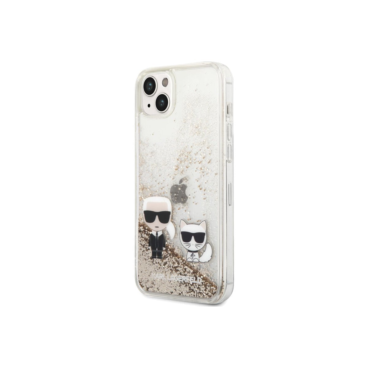 Kryt pro iPhone 14 Plus Karl Lagerfeld Liquid Glitter Karl and Choupette - zlatý - iSTYLE CZ