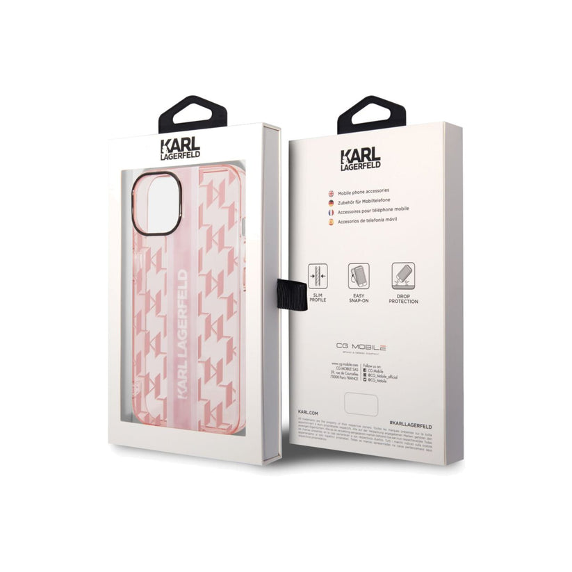 Kryt pro iPhone 14 Plus Karl Lagerfeld Monogram Vertical Stripe - růžový - iSTYLE CZ