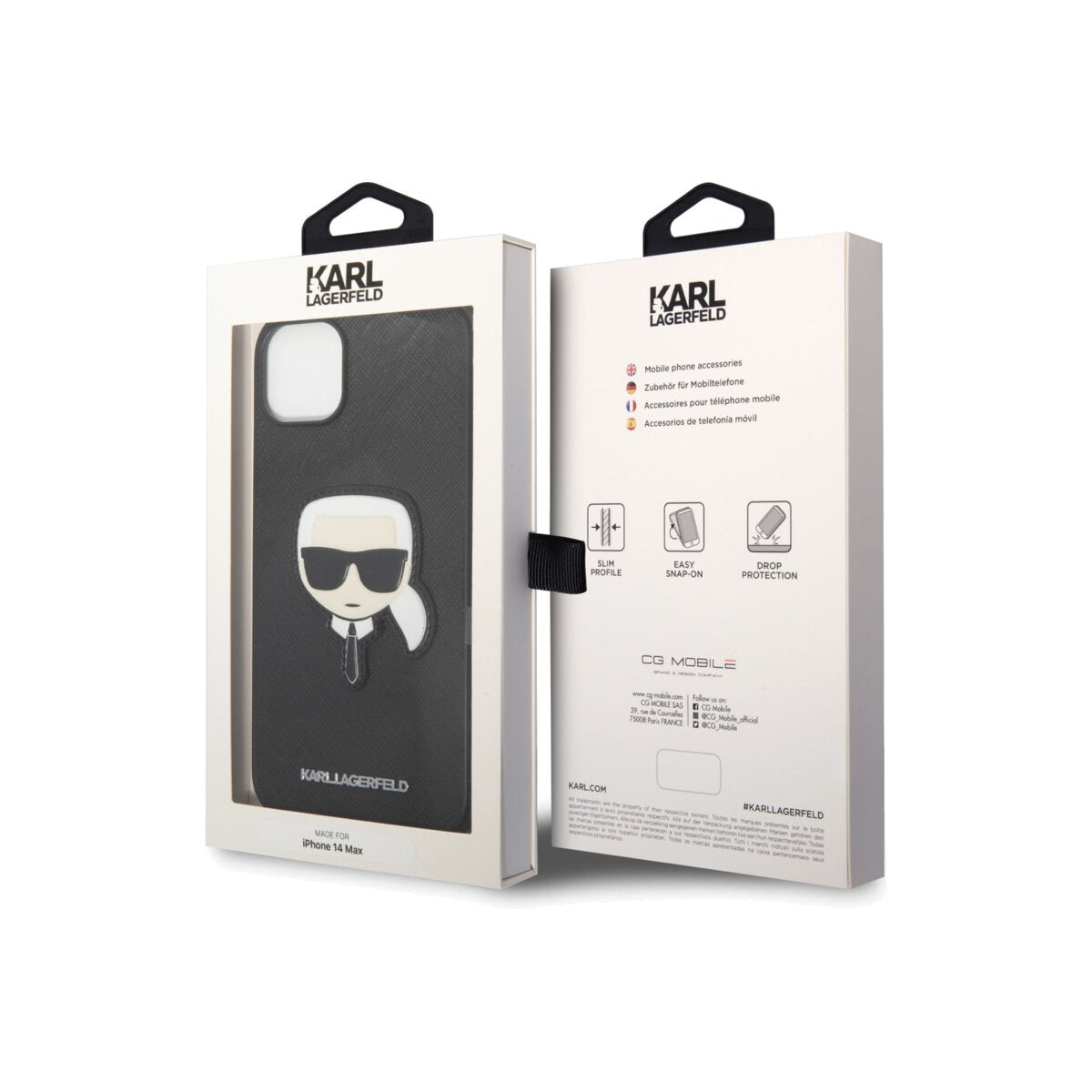 Kryt pro iPhone 14 Plus Karl Lagerfeld Saffiano Karl Head - černý - iSTYLE CZ